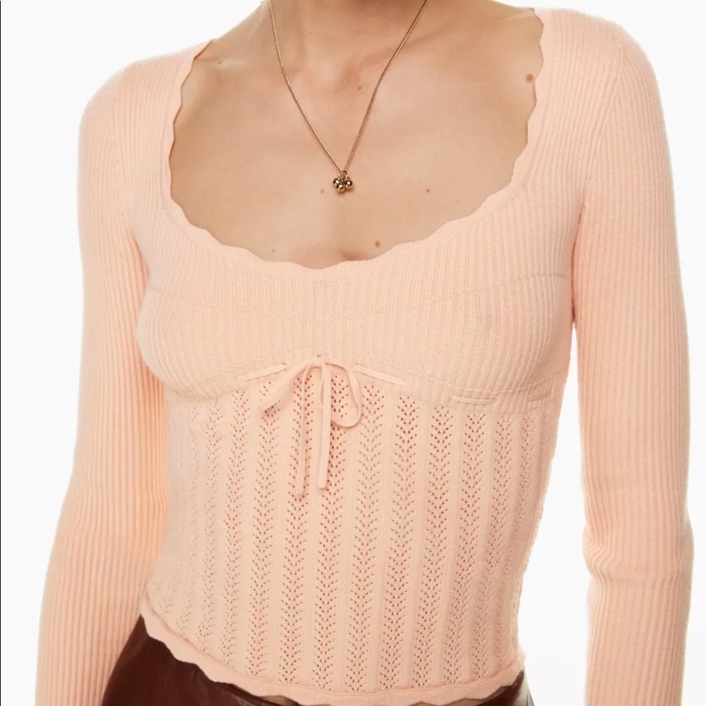 Aritzia Wilfred feminine bow sweater